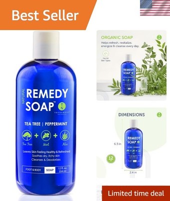Gentle 12 oz Tea Tree Oil Body Wash - Hydrating Peppermint & Eucalyptus Cleanser