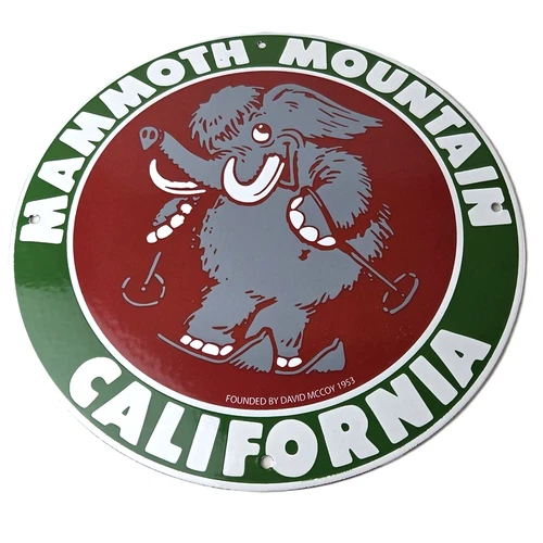 Vintage Mammoth Mountain Sign - California Ski Park Gas Pump Porcelain Sign