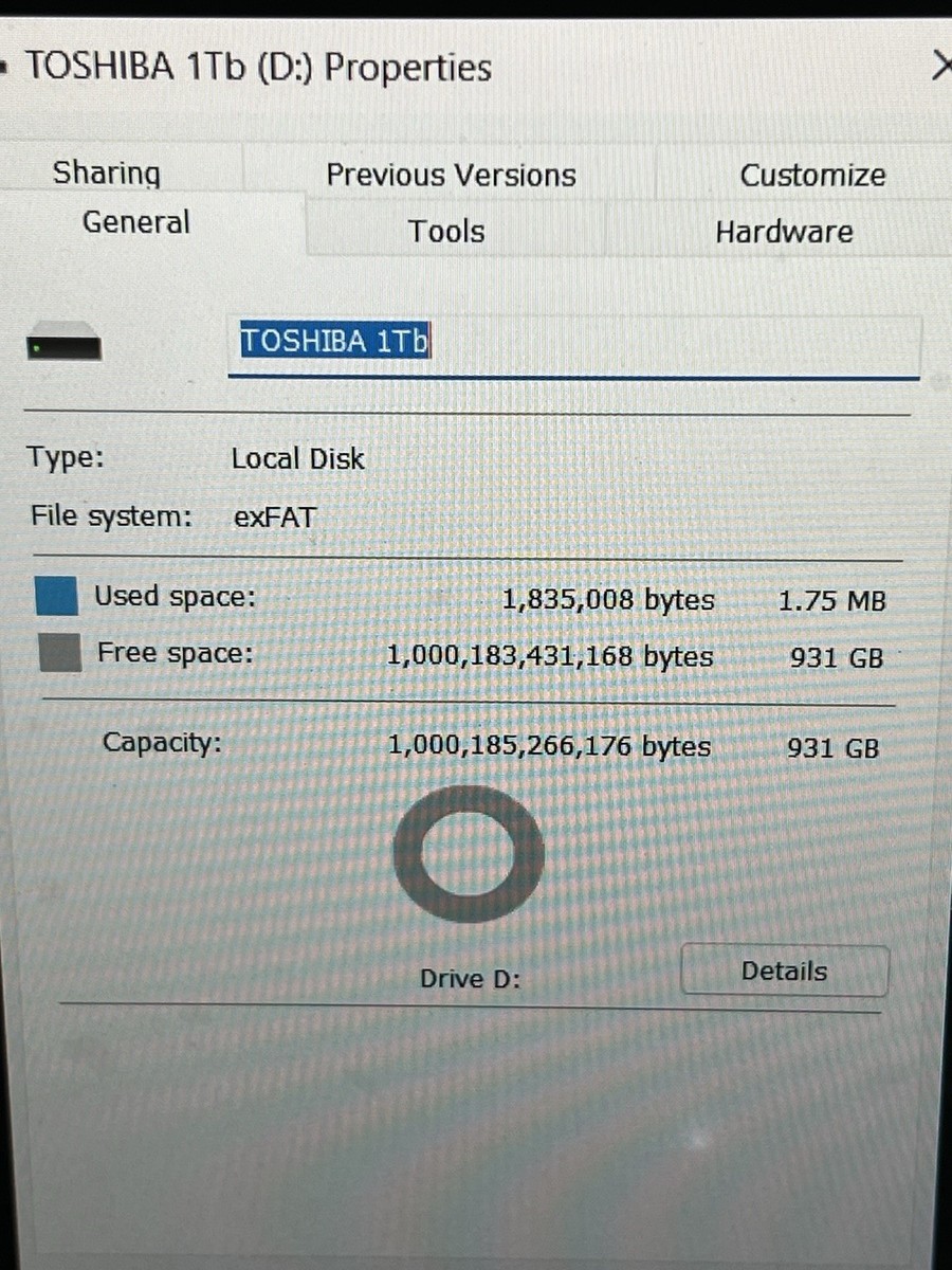 Toshiba 1TB External Hard Drive HDD USB 3.0 v63700-C HDTB210XK3BA