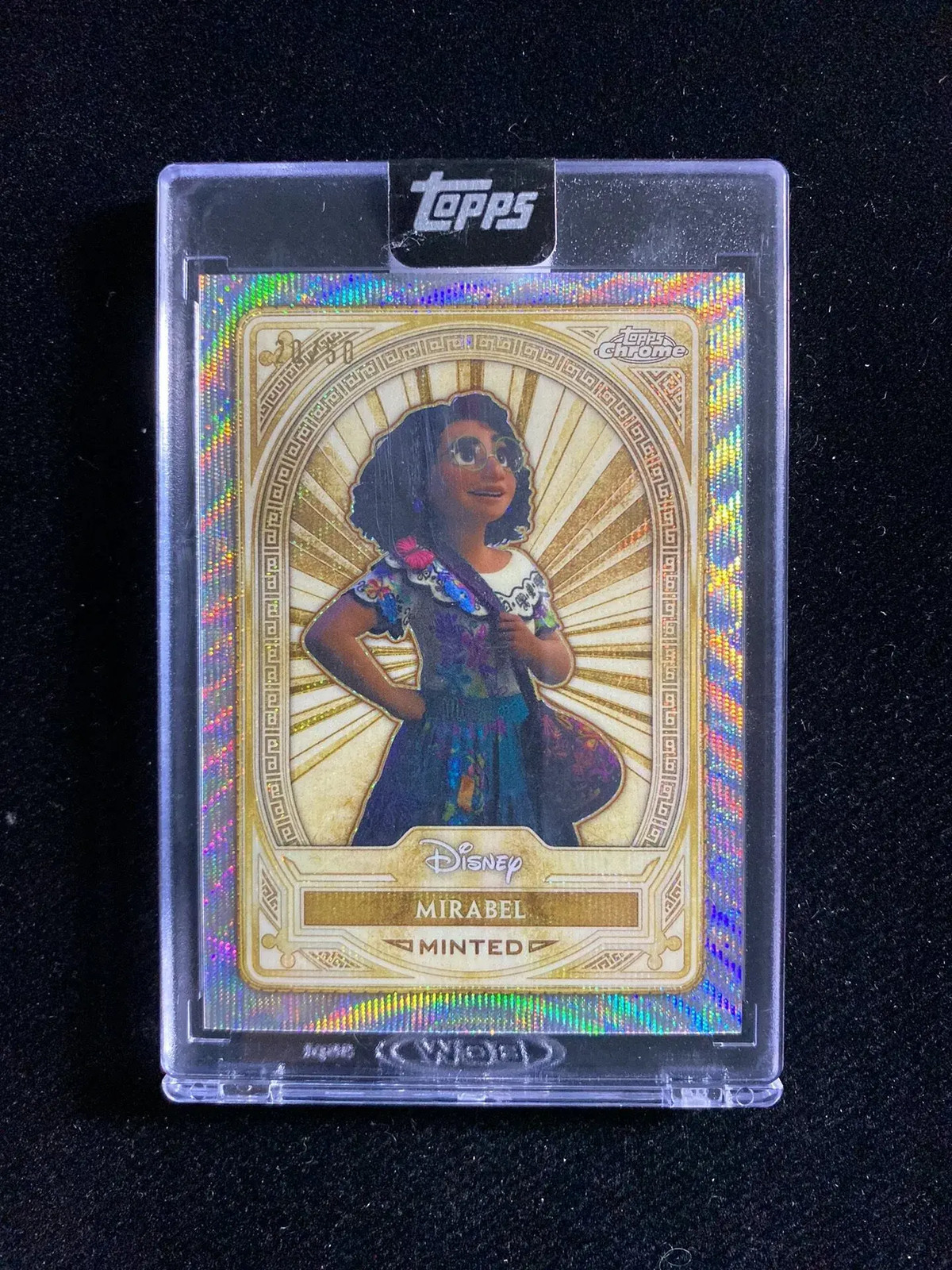 2025 Topps Chrome Disney Mint Gold Wave Refractor #95 Mirabel 20/50 Sealed OC53