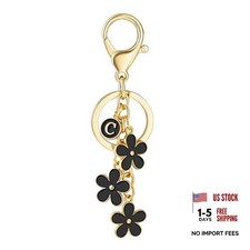 Initial Keychain White/Pink/Black Cute Keychain Girl Purse Charms for Black-c