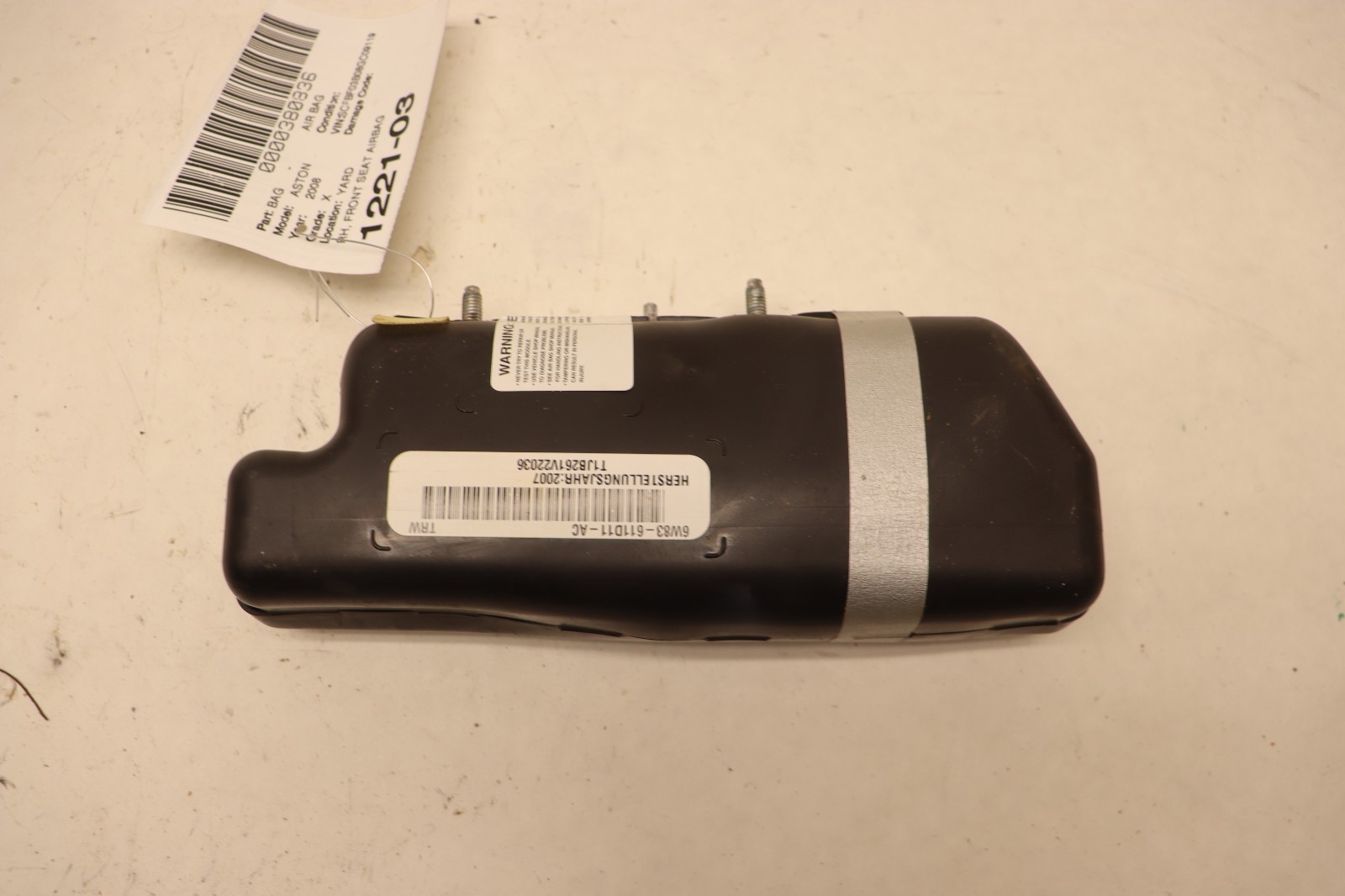 2006-2008 ASTON MARTIN V8 VANTAGE FRONT RIGHT PASSENGER SIDE SEAT AIR BAG OEM