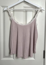 Victoria's Secret Women's Purple Solid Ribbed Knit Lace Camisole Tank Top Size S
