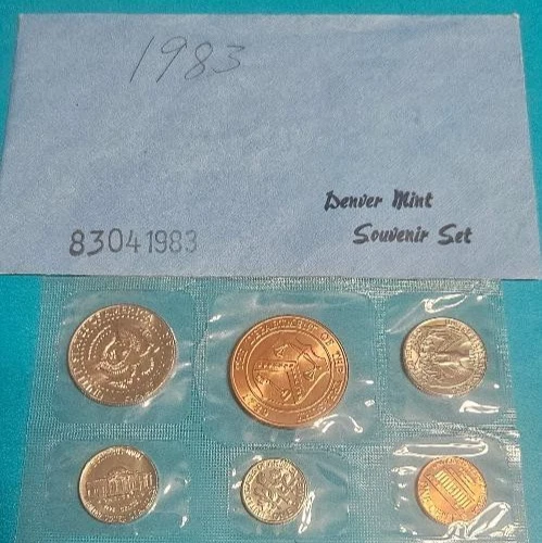 1983 D US Mint Souvenir Set ~ Denver Mint  Set with Envelope  & Medal US Coins - Image 2 of 4