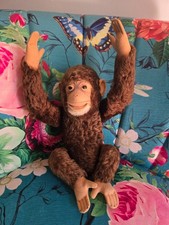 VINTAGE 1950s 9.5" Steiff JOCKO CHIMPANZEE Monkey Brown Mohair, No IDs