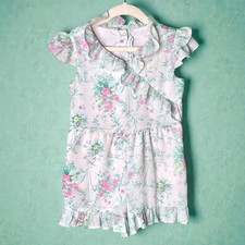 Janie and Jack Girl  s Ruffle Floral Romper Size 6 Prairie Cottagecore Garden