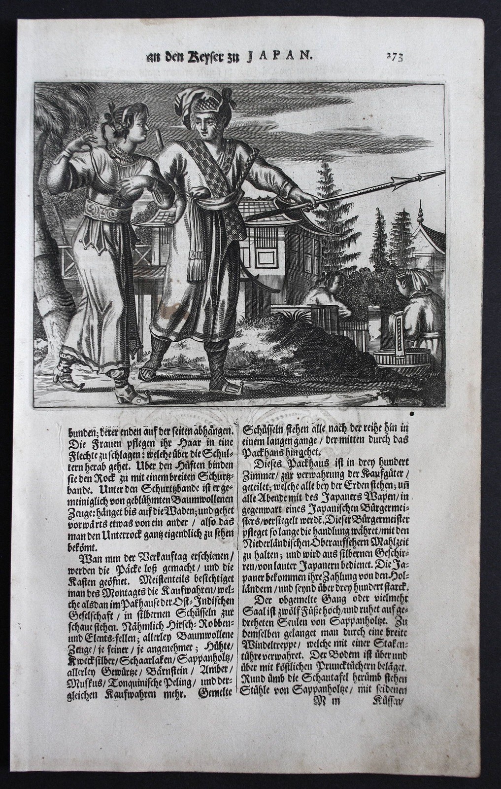 1669 Trajes Japoneses De Japón Montanus Grabado En Cobre Mujer Hombre
