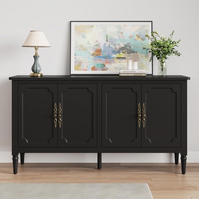 FansaFurn Console Cabinet, 58'' Mid Century Modern Pantry Sideboard, Wood Buf...