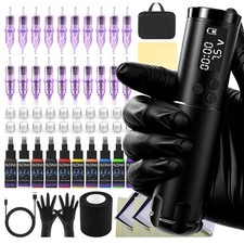 Wireless Tattoo Pen Machine Kit 1300mAh Coreless Motor Power Supply