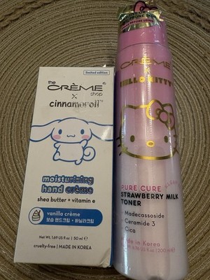Crème Shop x Sanrio Strawberry Milk Toner 6.76 floz & Vanilla Hand Cream