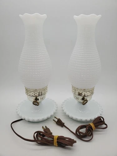 Vintage White Milk Glass Hobnail Electric Table Lamp Base