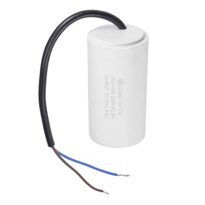 CBB60 Run Capacitor 250V AC 100uF 50/60Hz with 2 Wires Low Loss 93x49mm