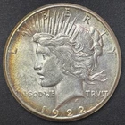 1922-S Peace Dollar $1 US 90% Silver Coin Choice AU Nice Rim Toning
