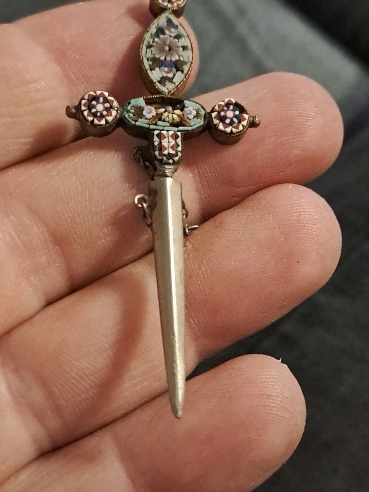 Epee Ancienne Miniature Micromosaique De Verre Art Nouveau Deco Vintage  - Photo 2/4