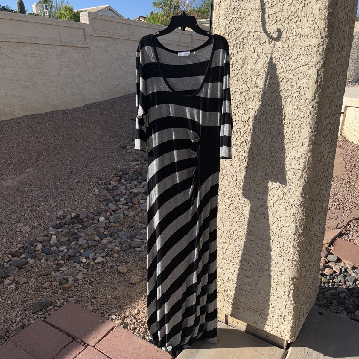calvin klein grey striped dress Calvin Klein Fit & Flare Gray Knit Mini Sweater Dress M Striped SIZE PS
