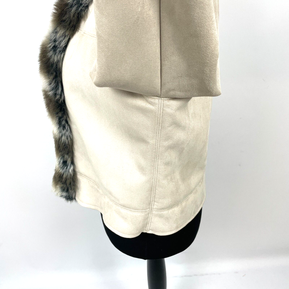 Laura Ashley Faux Suede Fur Afghan Jacket UK Size 14 Y2K Vintage Beige