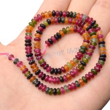 2x4mm Genuine Natural Colorful Tourmaline Rondelle Loose Beads Jewelry Making