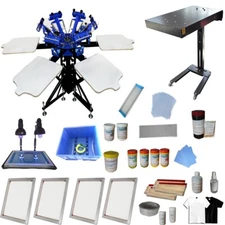 6 Color 6 Station Screen Printing Kit for T-shirt Logos DIY Manual Operate