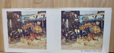 True To Life Stereo Lipton 1965 #15 FRUIT STALL - ATAMI JAPAN Picture Card 