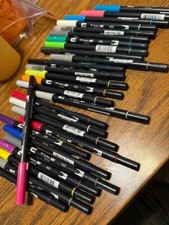 28 Tombow Dual Brush Pens- Slightly Used - Assorted Colors