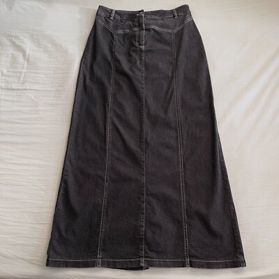 Comma, Black Stretch Denim Midi Skirt Size 38