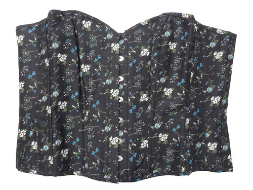 NWT Corset Story 44 Ditsy Floral Printed Overbust Spiral Steel Bone Navy Flowers