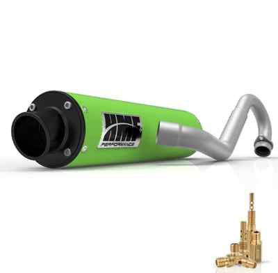 HMF PERFORMANCE FULL EXHAUST GREEN W/ BLACK TURN CAP JET KIT BRUTE FORCE 750