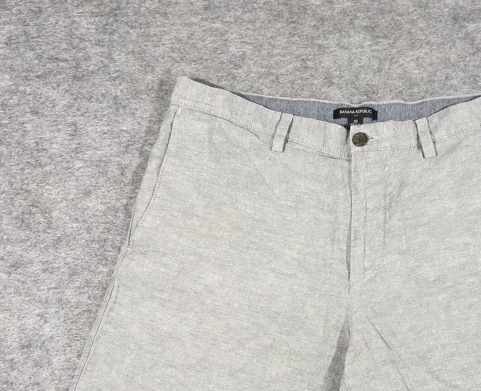 Шорты мужские Banana Republic 35 серые льняная смесь городские повседневные для прогулок по гольфу ** - Изображение 2 из 4