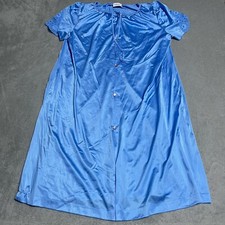 Vintage Lorraine Nightgown Womens Medium Blue Button Down Satin USA