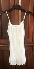 No Boundaries Stretch Top Spaghetti Adjustable Strap Braided Trim White Jr M 7-9