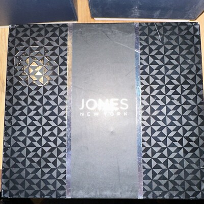 Jones New York Men's Analog Black PU Watch and Bracelet Set 42mm