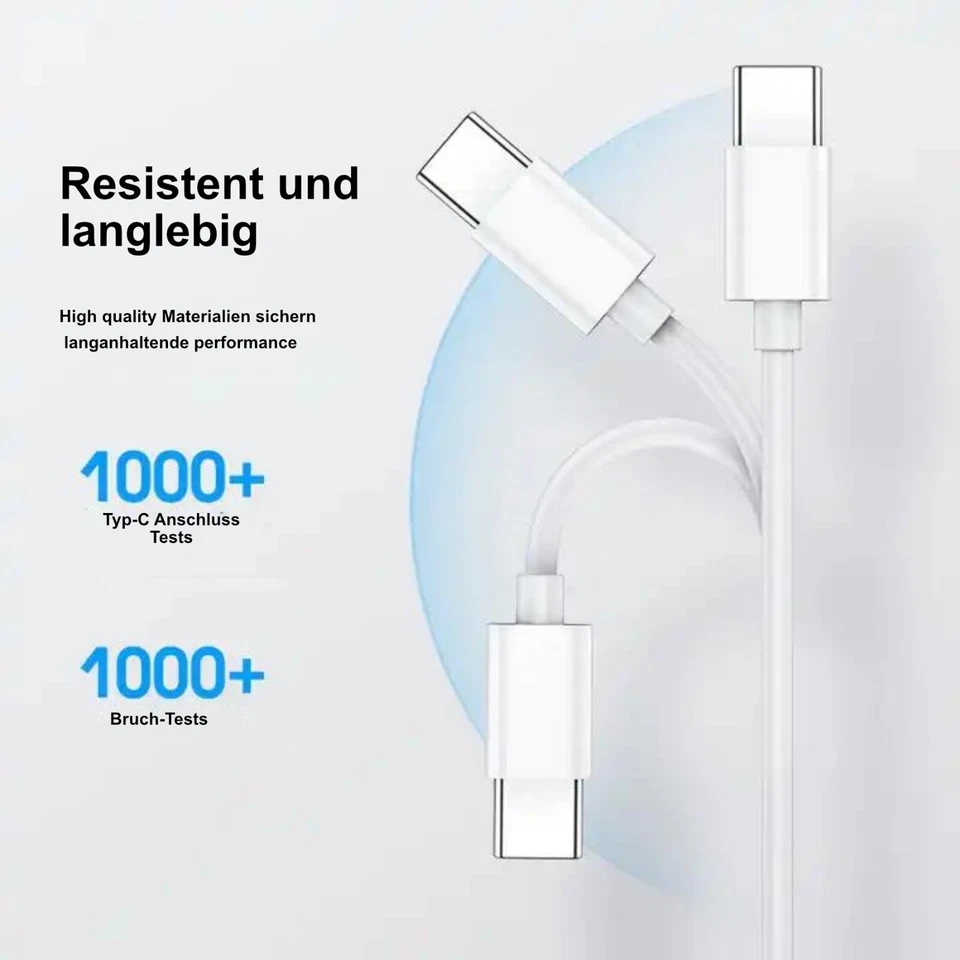 USB C auf USB C Ladekabel 1m Typ C Schnellladekabel für Samsung Xiaomi iPhone - Bild 2 von 4