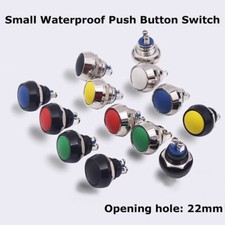 Small Waterproof Push Button Switch 12mm Round Self Reset Panel Mounting 7-color
