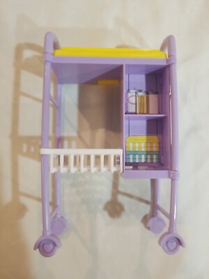 Mattel 2016 Purple Barbie Baby Nursery Changing Table/Doctors Cart EUC DVG10