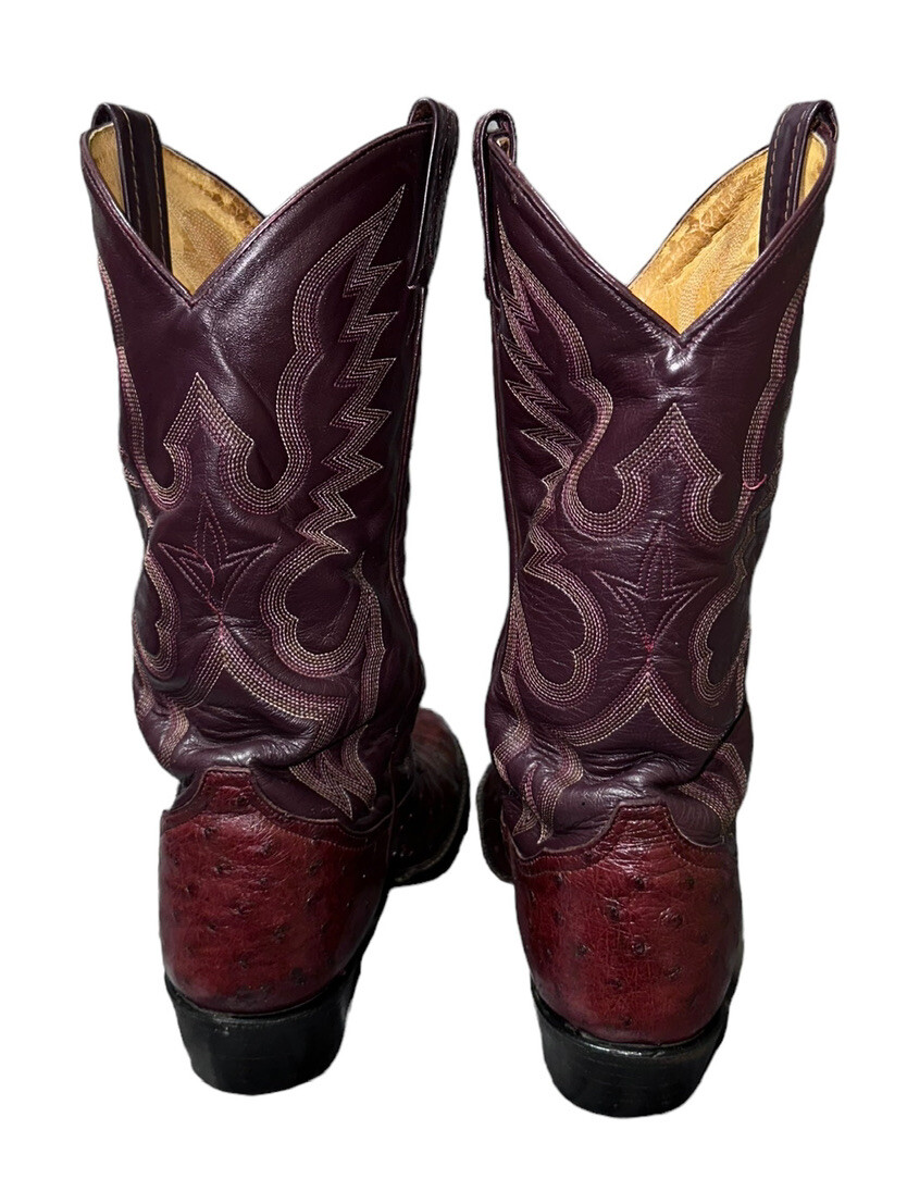 TONY LAMA OSTRICH COWBOY WESTERN MENS BOOTS BURGUNDY SIZE  display picture 1