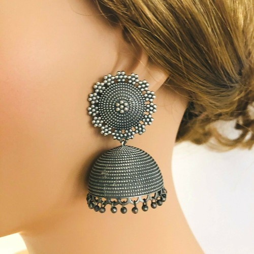 Tribal Big Jhumka/Oxidized Silver Big 