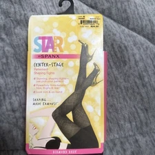 Spanx Star Power Center Stage Sz C Patterned Shaping Tights Diamond Daze Black