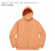 Supreme Small Box Logo Full Zip Up Pale Orange Sweatshirt Size Medium SS19 bogo
