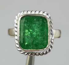 Natural 10.75 Ct Emerald Cut Colombian Green Emerald Gemstone Men's Ring SEE VDO