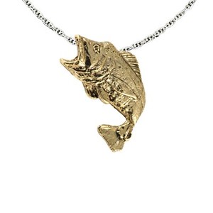 Authentic Peacock Bass Fish Leaping Necklace & Pendant, Fishing,, F095PEN Made in USA