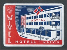 Wivel Hotel NARVIK Norway - vintage luggage label