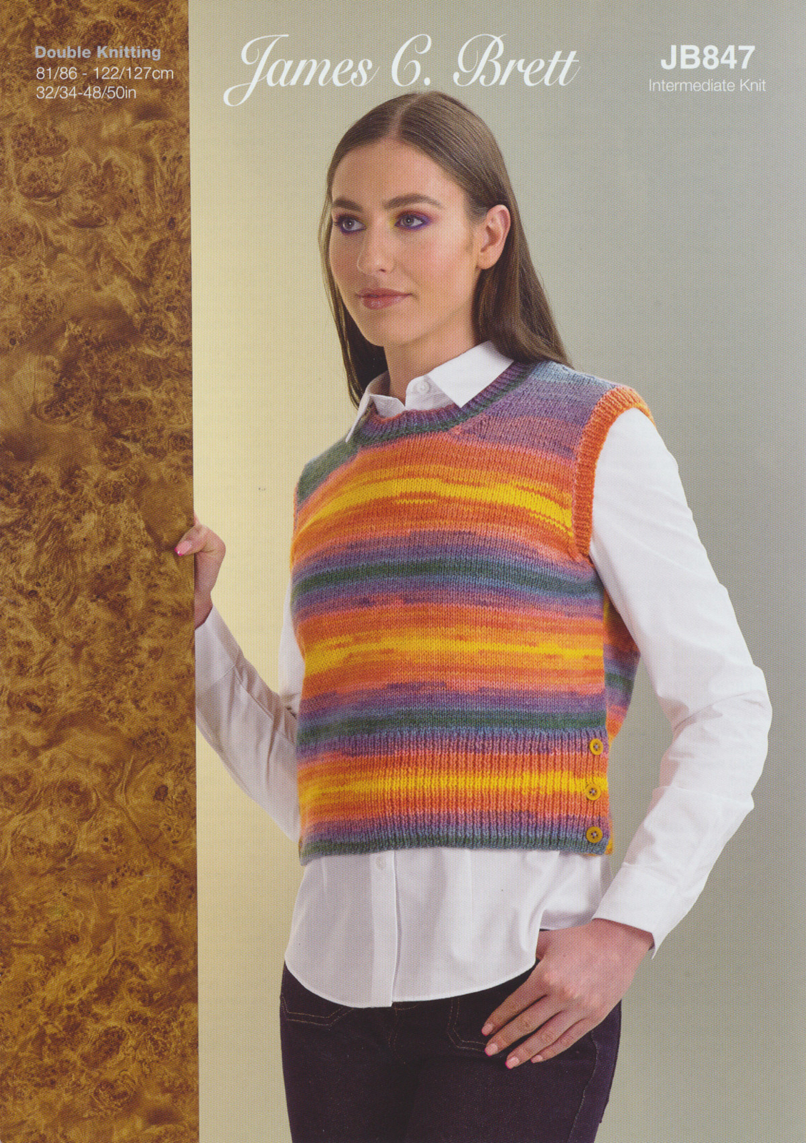 Easy Knit Knitting Pattern Ladies Slipover Sweater Vest James Brett DK JB847