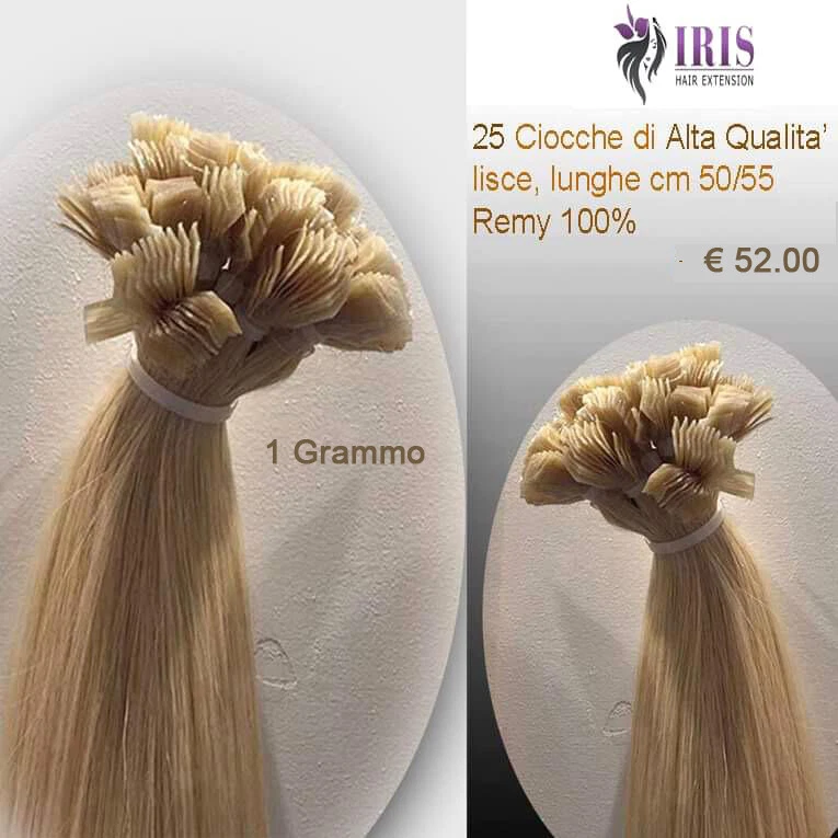 Hair Extension Cheratina 1 Grammo Iris 25 Ciocche capelli veri naturali 55 cm