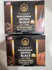 2 PACK ETERNAL GOURMET GANODERMA REISHI BLACK 2 IN 1 COFFEE NO SUGAR ADDED 12/26