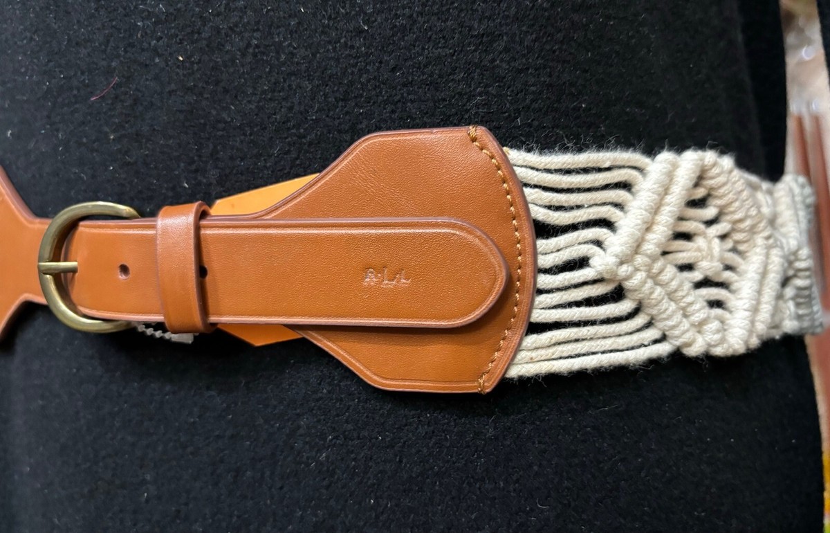Ralph Lauren White Braided Rope Belt with Rich Tan Leather and Gold Brass Hook Ralph Lauren Rope anchor-toggle Skinny Belt in Natural | Lyst main image 2