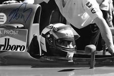 Alain Prost autograph signed 20x30 cm picture B/W
