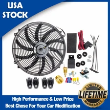 16" INCH 120W 3000CFM ELECTRIC RADIATOR COOLING FAN RELAY SWITCH THERMOSTAT KIT