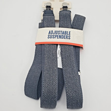 Dockers Adj Metal Clip-On Elastic Suspenders Gray 1" One Size S - XL