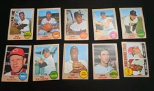 1968 Topps Baseball (10) Card Lot No Duplicates Crease Free