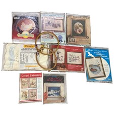 Lot of NIP VINTAGE 8 Needlecraft / Crewel Kits Paragon Bucill  2 New Flexihoops